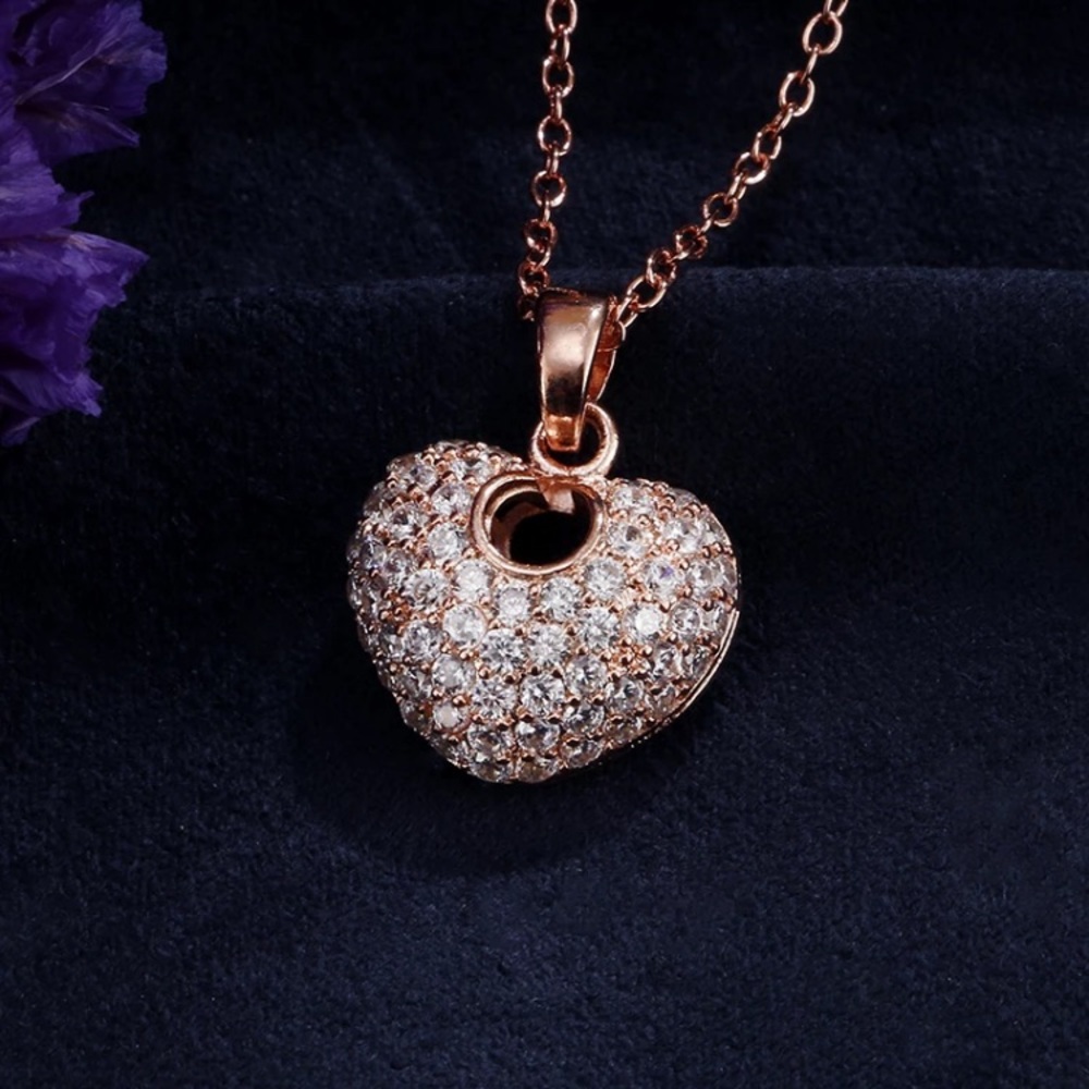 Gold Plated Heart Necklace Statement - Picture 5 of 10
